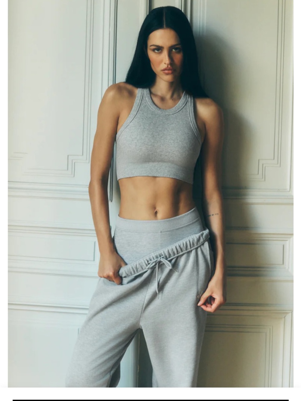 Everyday Ribbed Gray Crop Tank Top - Women's